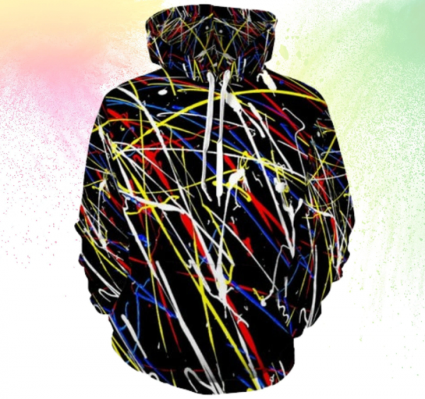 Hoodie dengan ilustrasi seni abstrak